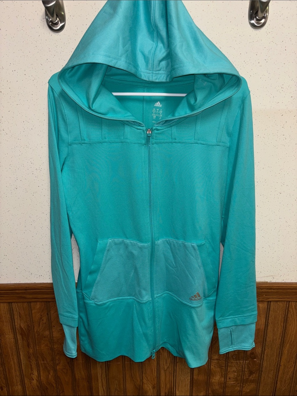 adidas - women’s Teal Hooded Full-Zip Jacket (size small)